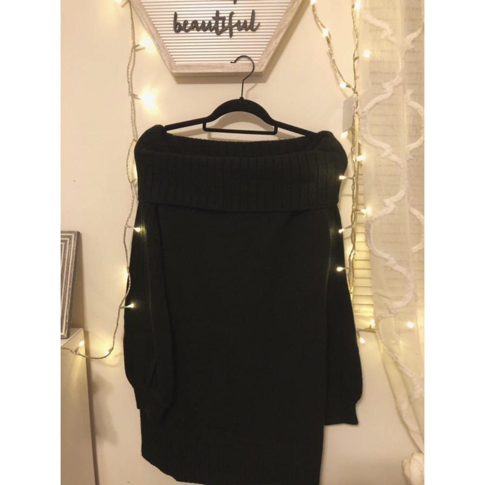 Shein Off Shoulder Bishop Sleeve Sweater Dress